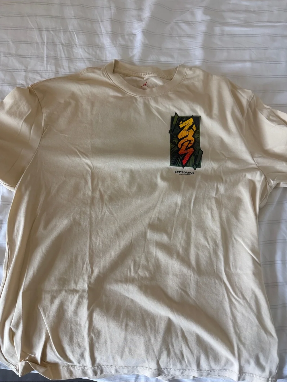 Jordan Men's Cream Short-Sleeve Tee with Multicolor Chest Graphic